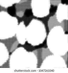 Abstract grunge grid polka dot halftone background pattern. Spotted black and white vector line illustration
