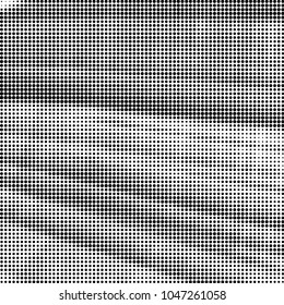 Abstract grunge grid polka dot halftone background pattern. Spotted black and white vector line illustration
