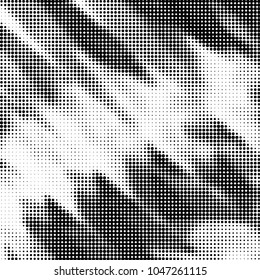 Abstract grunge grid polka dot halftone background pattern. Spotted black and white vector line illustration
