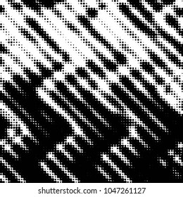 Abstract grunge grid polka dot halftone background pattern. Spotted black and white vector line illustration
