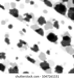 Abstract grunge grid polka dot halftone background pattern. Spotted black and white vector line illustration
