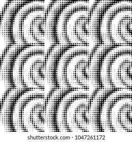 Abstract grunge grid polka dot halftone background pattern. Spotted black and white vector line illustration

