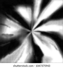 Abstract grunge grid polka dot halftone background pattern. Spotted black and white vector line illustration
