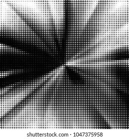 Abstract grunge grid polka dot halftone background pattern. Spotted black and white vector line illustration
