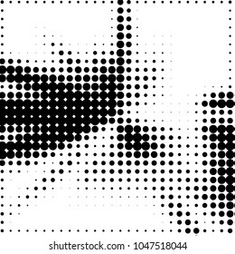 Abstract grunge grid polka dot halftone background pattern. Spotted black and white vector line illustration
