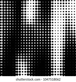Abstract grunge grid polka dot halftone background pattern. Spotted black and white vector line illustration
