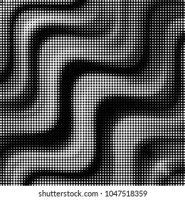 Abstract grunge grid polka dot halftone background pattern. Spotted black and white vector line illustration
