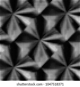 Abstract grunge grid polka dot halftone background pattern. Spotted black and white vector line illustration
