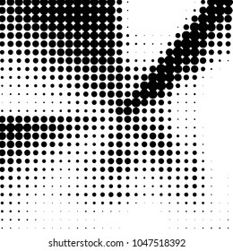 Abstract grunge grid polka dot halftone background pattern. Spotted black and white vector line illustration
