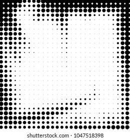 Abstract grunge grid polka dot halftone background pattern. Spotted black and white vector line illustration
