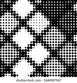 Abstract grunge grid polka dot halftone background pattern. Spotted black and white vector line illustration
