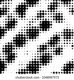 Abstract grunge grid polka dot halftone background pattern. Spotted black and white vector line illustration
