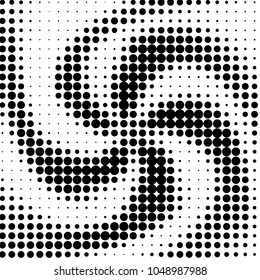Abstract grunge grid polka dot halftone background pattern. Spotted black and white vector line illustration
