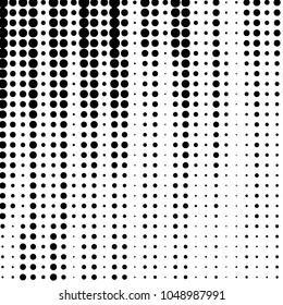 Abstract grunge grid polka dot halftone background pattern. Spotted black and white vector line illustration
