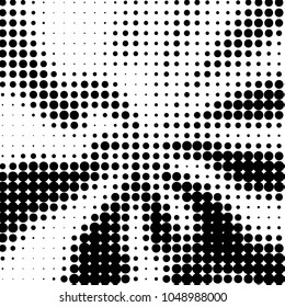 Abstract grunge grid polka dot halftone background pattern. Spotted black and white vector line illustration
