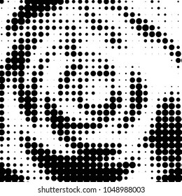 Abstract grunge grid polka dot halftone background pattern. Spotted black and white vector line illustration

