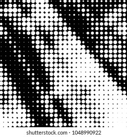 Abstract grunge grid polka dot halftone background pattern. Spotted black and white vector line illustration

