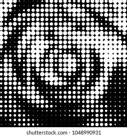 Abstract grunge grid polka dot halftone background pattern. Spotted black and white vector line illustration
