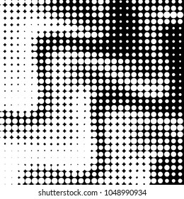 Abstract grunge grid polka dot halftone background pattern. Spotted black and white vector line illustration

