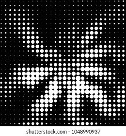 Abstract grunge grid polka dot halftone background pattern. Spotted black and white vector line illustration
