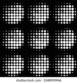 Abstract grunge grid polka dot halftone background pattern. Spotted black and white vector line illustration
