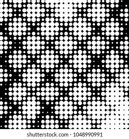 Abstract grunge grid polka dot halftone background pattern. Spotted black and white vector line illustration
