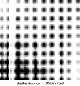 Abstract grunge grid polka dot halftone background pattern. Spotted black and white vector line illustration
