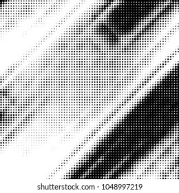 Abstract grunge grid polka dot halftone background pattern. Spotted black and white vector line illustration
