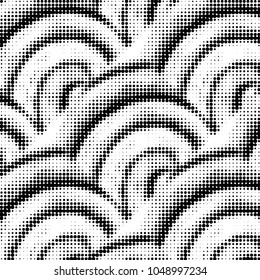 Abstract grunge grid polka dot halftone background pattern. Spotted black and white vector line illustration
