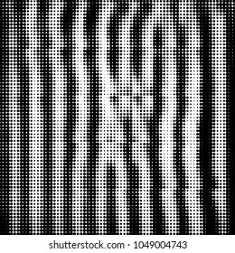 Abstract grunge grid polka dot halftone background pattern. Spotted black and white vector line illustration
