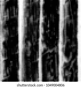 Abstract grunge grid polka dot halftone background pattern. Spotted black and white vector line illustration
