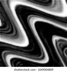 Abstract grunge grid polka dot halftone background pattern. Spotted black and white vector line illustration
