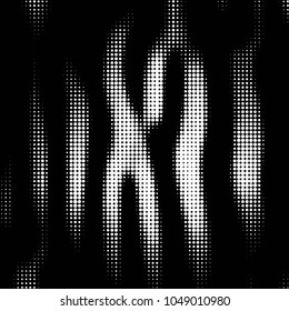 Abstract grunge grid polka dot halftone background pattern. Spotted black and white vector line illustration
