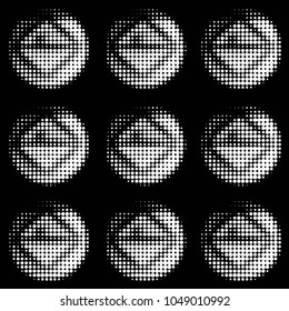 Abstract grunge grid polka dot halftone background pattern. Spotted black and white vector line illustration
