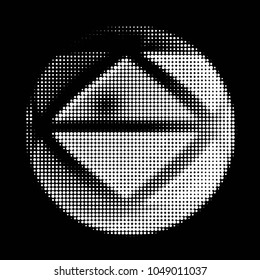 Abstract grunge grid polka dot halftone background pattern. Spotted black and white vector line illustration

