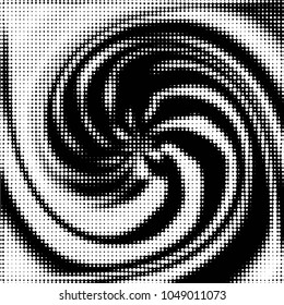 Abstract grunge grid polka dot halftone background pattern. Spotted black and white vector line illustration
