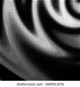 Abstract grunge grid polka dot halftone background pattern. Spotted black and white vector line illustration
