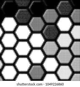 Abstract grunge grid polka dot halftone background pattern. Spotted black and white vector line illustration
