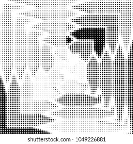 Abstract grunge grid polka dot halftone background pattern. Spotted black and white vector line illustration

