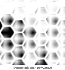 Abstract grunge grid polka dot halftone background pattern. Spotted black and white vector line illustration
