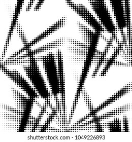 Abstract grunge grid polka dot halftone background pattern. Spotted black and white vector line illustration
