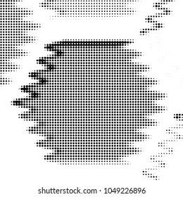 Abstract grunge grid polka dot halftone background pattern. Spotted black and white vector line illustration
