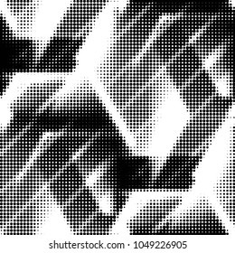 Abstract grunge grid polka dot halftone background pattern. Spotted black and white vector line illustration
