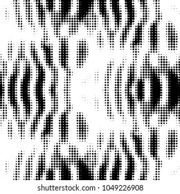 Abstract grunge grid polka dot halftone background pattern. Spotted black and white vector line illustration
