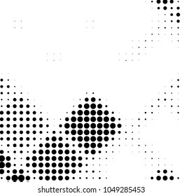 Abstract grunge grid polka dot halftone background pattern. Spotted black and white vector line illustration
