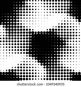 Abstract grunge grid polka dot halftone background pattern. Spotted black and white vector line illustration
