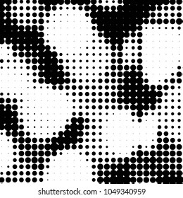 Abstract grunge grid polka dot halftone background pattern. Spotted black and white vector line illustration
