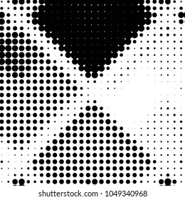 Abstract grunge grid polka dot halftone background pattern. Spotted black and white vector line illustration
