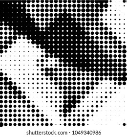 Abstract grunge grid polka dot halftone background pattern. Spotted black and white vector line illustration
