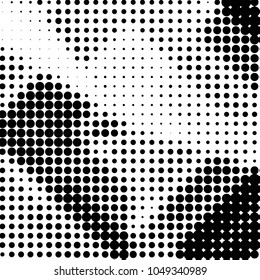 Abstract grunge grid polka dot halftone background pattern. Spotted black and white vector line illustration
